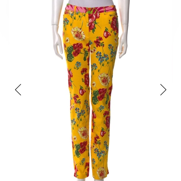 D&G Pants - Vintage dolce skinny  Floral Yellow Pants
